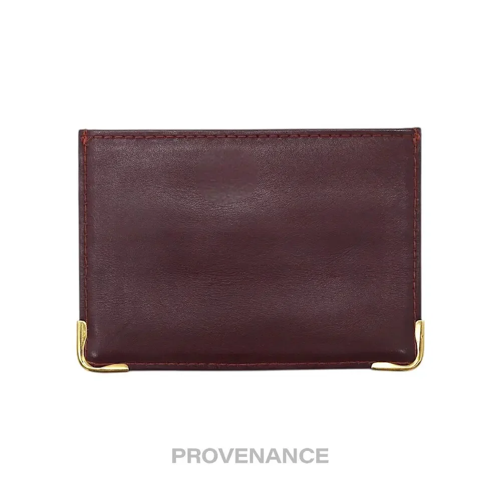 🔴 Cartier Card Holder Wallet - Burgundy Red Leather